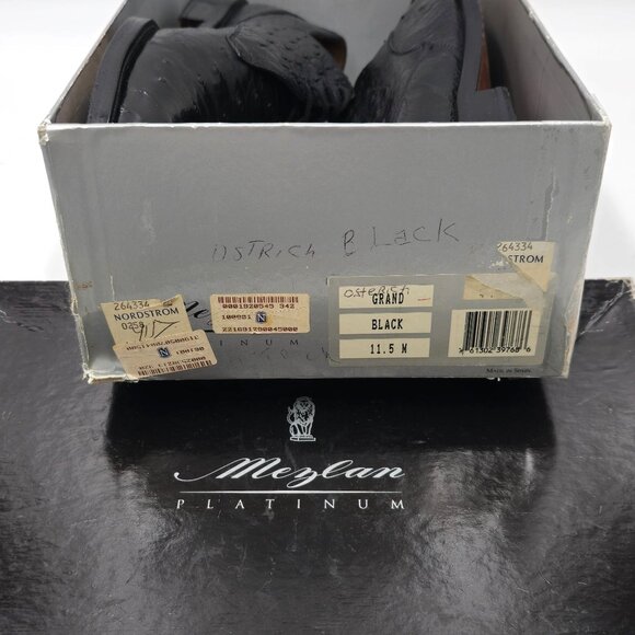Mezlan Platinum Exotic Full Quill Ostrich Dress Shoes Men\'s 11.5M Black Oxfords main image 9